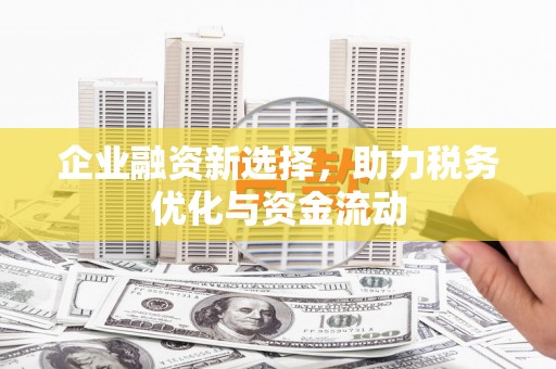 温宿企业融资新选择，助力税务优化与资金流动