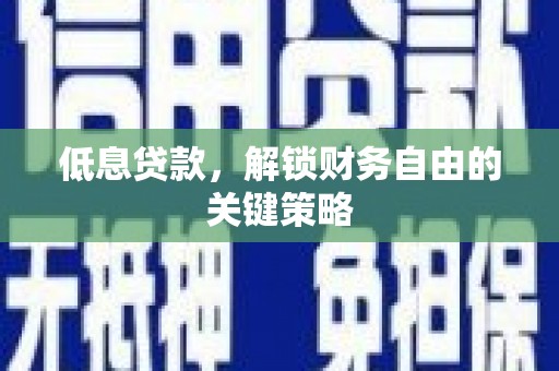 温宿低息贷款，解锁财务自由的关键策略