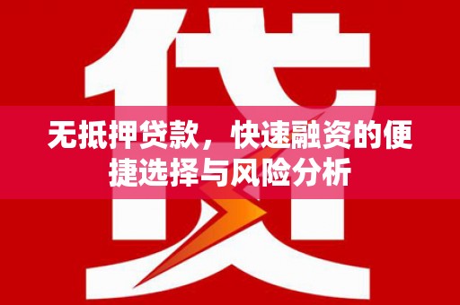 温宿无抵押贷款，快速融资的便捷选择与风险分析