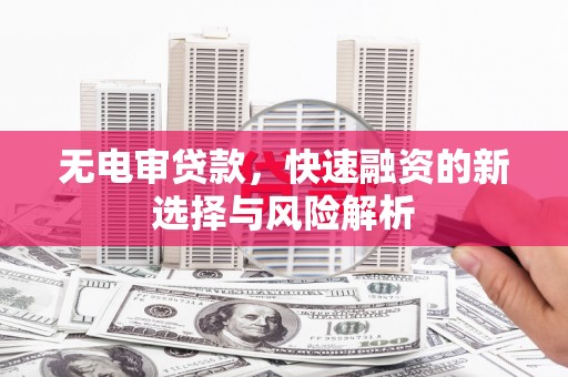 温宿无电审贷款，快速融资的新选择与风险解析