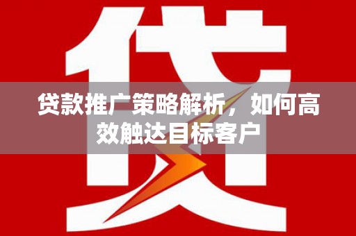 温宿贷款推广策略解析，如何高效触达目标客户