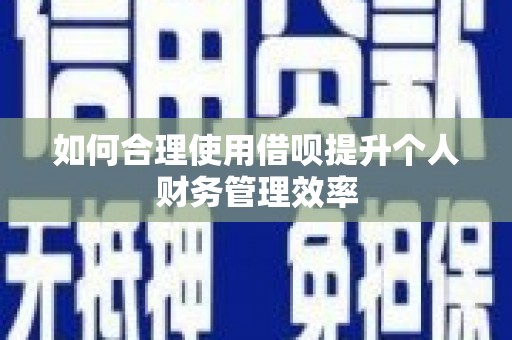 温宿如何合理使用借呗提升个人财务管理效率