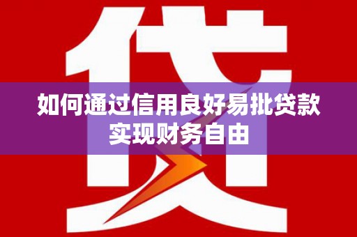 温宿如何通过信用良好易批贷款实现财务自由